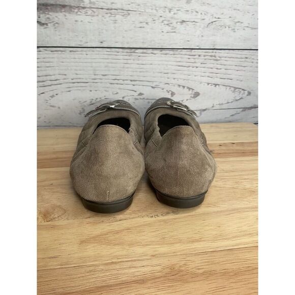 AGL Atillio Giusti Leombruni Taupe Suede‎ Snake Captoe Buckle Ballet Flats 40/10 - Picture 2 of 10
